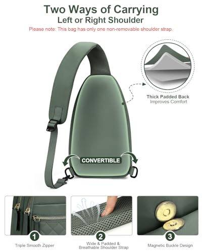 Image of Capolo Sling Bag for Women Men Waterproof Crossbody Bags for Women Trendy Casual Fanny Pack with Convertible Shoulder Strap Chest Bag for Travel Hiking(Green, Medium)