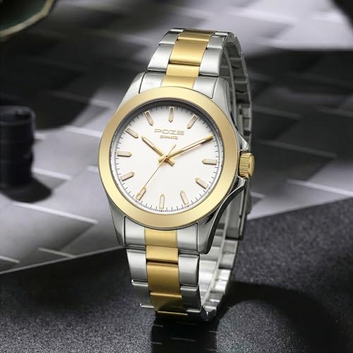 Image of Sonata Poze 8 Quartz Analog with White Dial IPS+IPG Stainless Steel Strap Watch for Men - SP70105BM01W