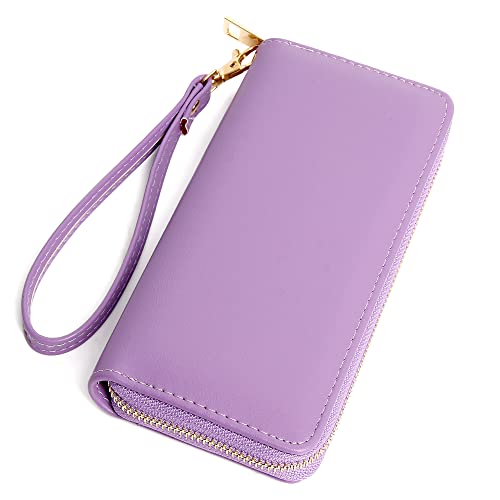 Image of VOCUS Womens Wristlet Wallet Zip Around Clutch Wallet Large RFID Blocking PU Leather Bifold with Phone Holder for Travel