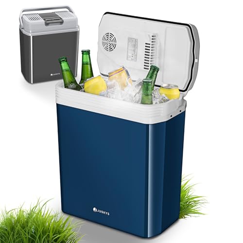 Juskys glacière électrique 24 litres 12 V / 230 V pour Voiture, Camion, Camping-Car,- Mini réfrigérateur Froid et Chaud - glacière thermoélectrique - Bleu