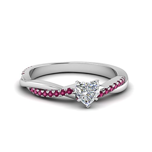 Image of 55Carat Choose Your Gemstone 925 Sterling Silver Infinity Twist Ring Crystal Heart Shape Side Stone Wedding Valentine Wear Promise Ring with Pave Setting for Women Size US 4 to 12