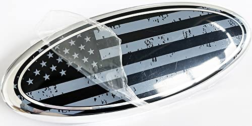 Image of 7 inch American Gray Flag Emblem Replacement for Ford, 7 inch x 2 3 /4 inch Oval Decal Badge Nameplate for F150 F250 F350 99 00 01 02 03 04 (7 Inch, Gray)