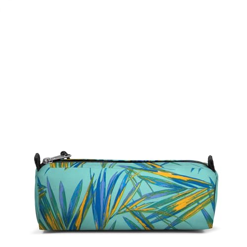 Image of EASTPAK Benchmark Single Pencil Case - Water-Resistant Polyester, Zipper Compartment, Lightweight & Durable, Brize Palm Aqua