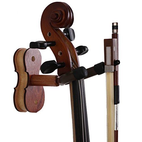 Moreyes Violin Hanger Wall Mount - Wood Bow Hanger with One Violin Keychain Packed (Rosewood color) - Thumbnail 4