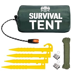 Emergency Tent, 2 Person Survival Shelter, Thermal Mylar, Waterproof, Outdoor Camping Gear and Equipment, Survival Kits, Compact Bivvy Tarp, includes Paracord and Accessories.