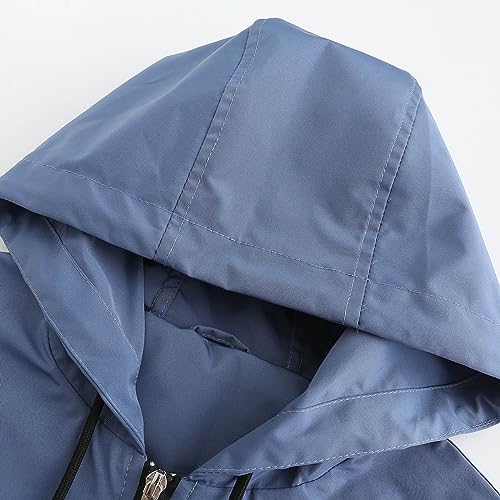 Women Lightweight Colorblock Hooded Raincoat Waterproof Packable Active Outdoor Travel Hiking Windbreaker Rain Jacket3