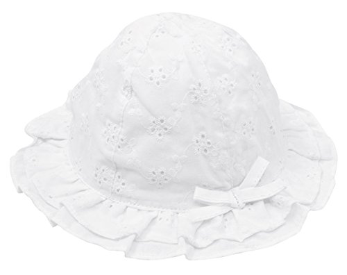 Infant Toddler Baby Beach Cap Eyelet Hollow Wide Brim Dress up Hat Adorable Sun Protection Summer Hat for 6-10M White