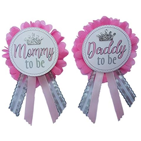 Mommy & Daddy to Be Pins with Crown Cover