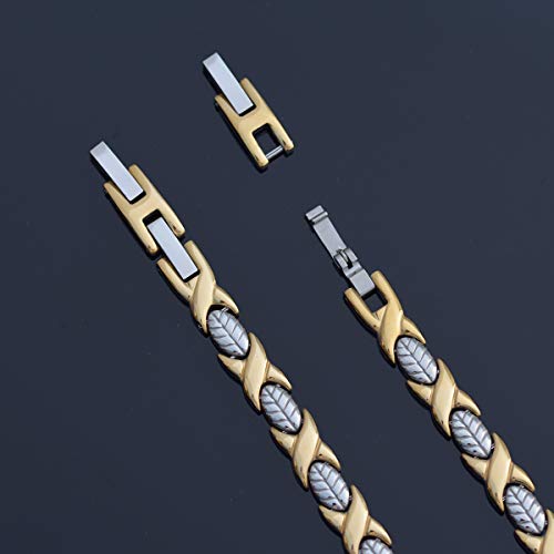 Jfume Magnetic Bracelets For Women 18K Gold With Silver Two Tone Bracelet For Her Friendship Bracelet With Extra Clasp 7.5" Adjustable #TOP2