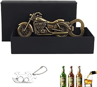 Gukasxi Motorcycle Beer Bottle Opener with Box, and 1 pcs Essential Oils Opener, Personalised Vintage Motorcycle Bottle Opener for Men Birthday Fathers Day Christmas Boyfriend Gifts