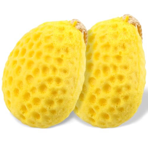 Brvlsoc 2-Pack Deep Cleansing Bath Sponges – Soft PU Foam Loofah for Shower, Rich Lather & Gentle Exfoliation, Durable Yellow Color Design