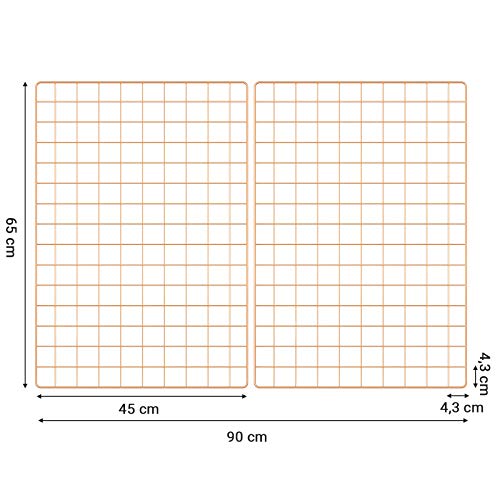 SONGMICS fotowand van gaas, set van 2, wanddecoratie, multifunctionele gaaswand, wandrooster, doe-het-zelf, met S-haak… - Afbeelding 6