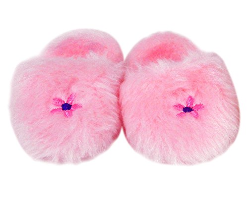 Sophia's Pink Slippers for Dolls | Faux Fur Pink Slipper with Flower Embroidered Detail Perfect for 18 Inch Dolls