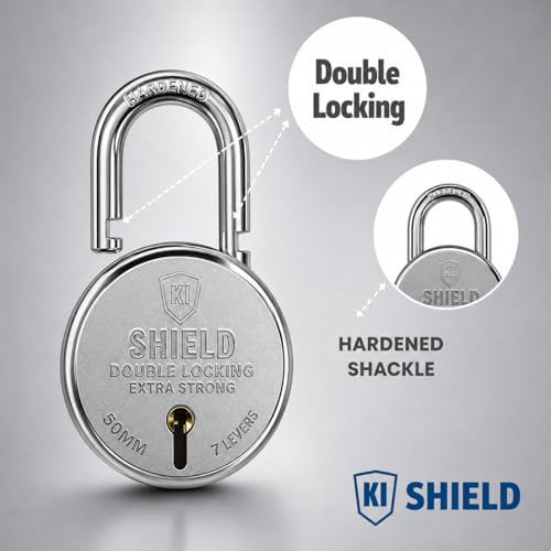 Image of 1001 Round Small Steel 50mm Keyed Padlock | (7 Levers, 3 Keys) (Silver Chrome Plated Finish) | Door Accessories, Shutter Lock, Lock for gate, Door Lock for Home, Durable Long Life