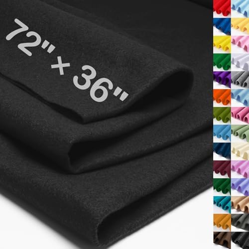 XSEINO Black Large Felt Fabric 72" X 36 "(2 Square Yards), 1.4 mm...