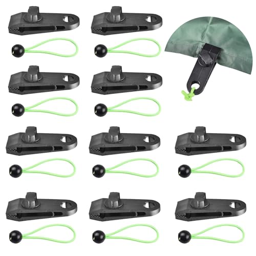 10 Stück Kunststoff Planenspanner Zeltplanen Planenclips Einstellbar Planenbefestigung Zeltspanner Markisenklemme Planenklammern Tarp Clips Mit 10 Bungees Schnüre Für Zelt Camping Vorzelt