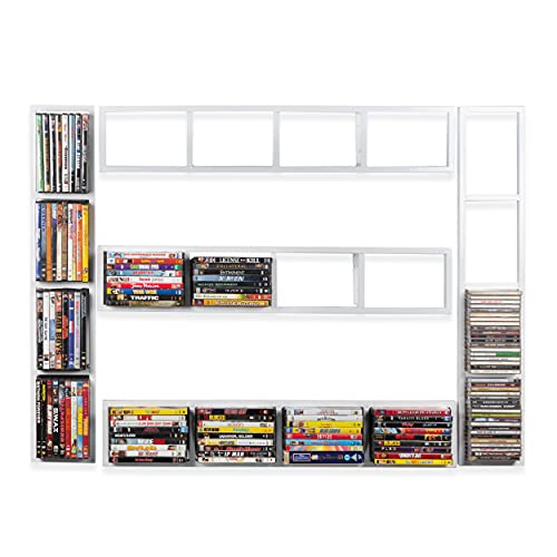 Image of You Have Space White Floating Shelves for Wall, 34 Inch Video Games CD DVD Storage Shelves, Metal Media Storage Shelf Set of 5