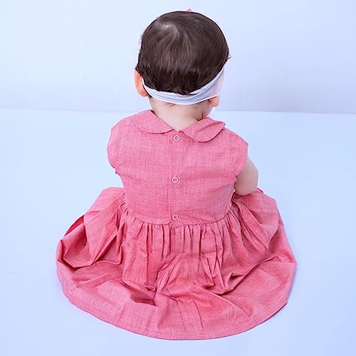 VESTIDO DE BEBÊ COM BOLERO COM DETALHE EM PÉROLA E TIARA 100% ALGODÃO - CAROL Tamanhos:G (6-12 Meses
