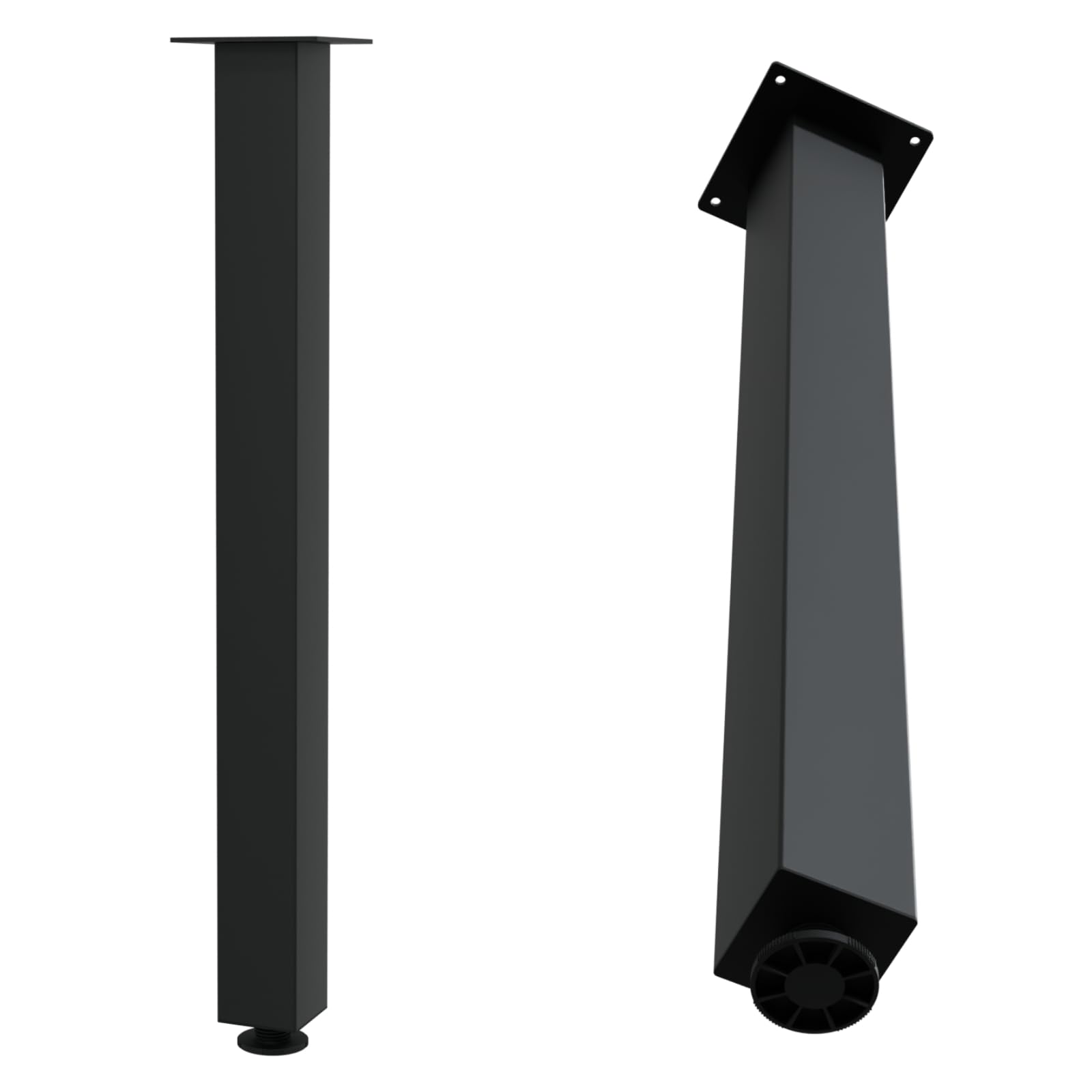HAGO24 | Tischbeine 4er Set | höhenverstellbar | 90cm | 8x8cm | Couchtischbank | DIY Möbelfuß | Stahl | Schwarz | Schraubfüße | Montageplatte | 500kg