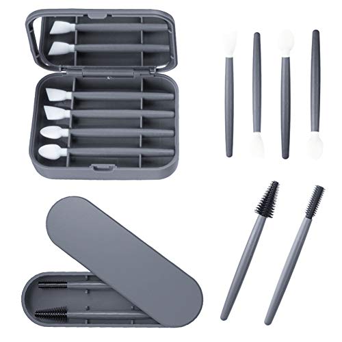 Cotton Swabs 2 Pack Portable Silicone Lip Brushes for Makeup Reusable Eyelash Brushes Cleanable Ear Cleaning Cosmetic Cotton Buds Sticks (Gray)