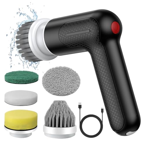 Electric Spin Scrubber, Spofan Cordless Cleaning Brush, Power Scrubber with 6 Replaceable Brush Heads and 2 Rotating Speed, Handheld Shower Scrubber for Kitchen, Bathroom Tub, Floor, Tile, Window Electric Spin Scrubber, Spofan Cordless Cleaning Brush, Power Scrubber with 6 Replaceable Brush Heads and 2 Rotating Speed, Handheld Shower Scrubber for Kitchen, Bathroom Tub, Floor, Tile, Window