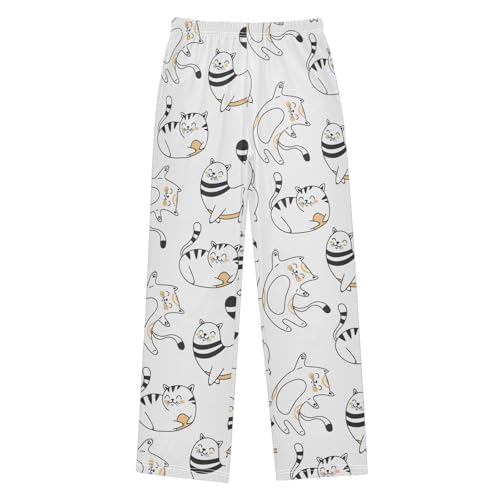 Boys' Pants Cute Cats Stripes Long Bottoms Jogger Pants Elastic Waist Trousers with Pockets S-XL