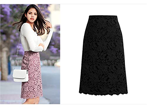 Floral Lace Skirts for Women Midi Length A-line High Waisted Elegant Bodycon Skirt2