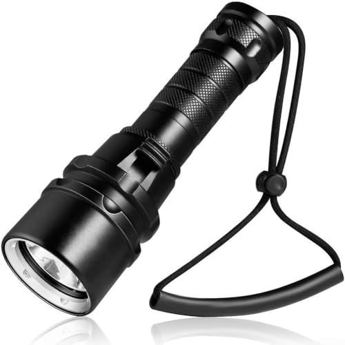 High Power Diving Flashlight IP68 Highest Waterproof Rating Professional Diving Light Powered by Battery With Hand Rope