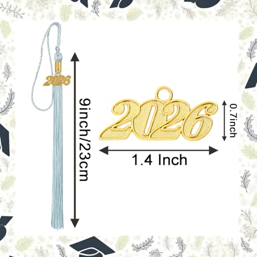 Image of 10 Pieces 2026 Graduation Tassels Bulk with Gold Year Charms for Graduation Cap Accessories (Sky Blue)