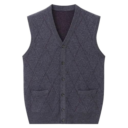 Bollrllr 2024 Winter Men's Fashion Sleeveless Button Cardigan Vest Casual Warm Cashmere Sweater Vest3