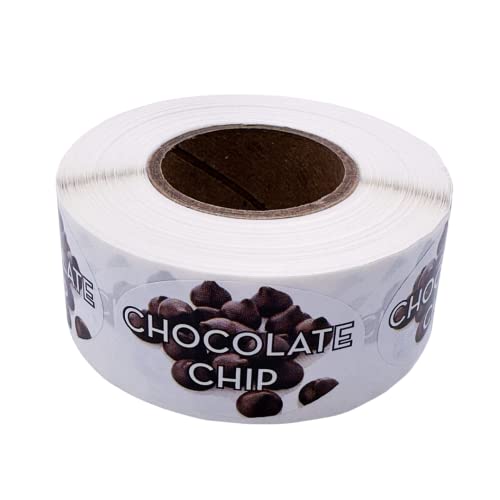 Chocolate Chip Flavor Label - Grocery Store, Bakery, Farmer's Market Food Labels 1.25 x 2 Inch Oval...