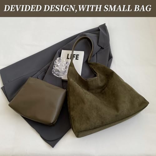 Image of Suede Bag for Women New Suede Tote Bags for Women Retro Slouchy Bag Brown Shoulder Bag Hobo Handbag