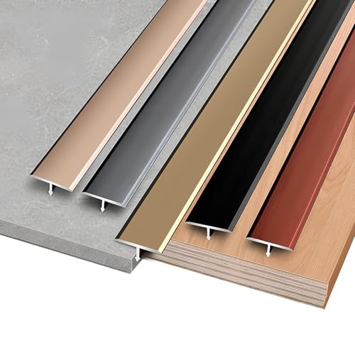 3 Pièces Bande de Transition en T Aluminium Barre de Seuil Profil de Transition de Sol pour Les Espaces Entre les Carreaux(Silver,6mm)