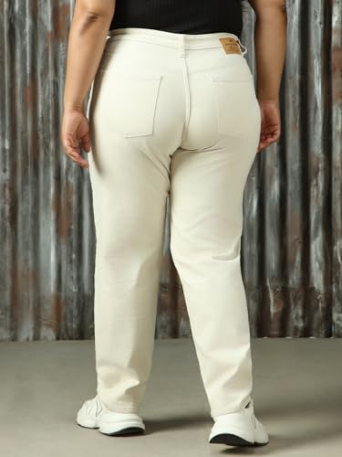 Image of High Star Women Washed Cotton Mom Fit High- Rise Jeans 49