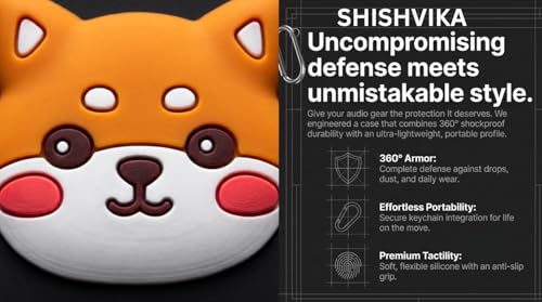 Image of SHISHVIKA Ultra Armor Silicone Case Cover Compatible for CMF by Nothing Buds Pro 2 / Buds 2 Plus /Buds 2 (Sticker Shiba, Cartoon)