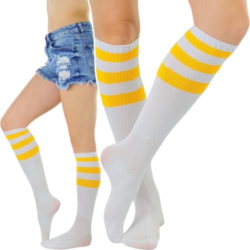 Image of ToBeInStyle Women's Premium Below Knee Athletic Socks w /Contrasting Wide Stripes