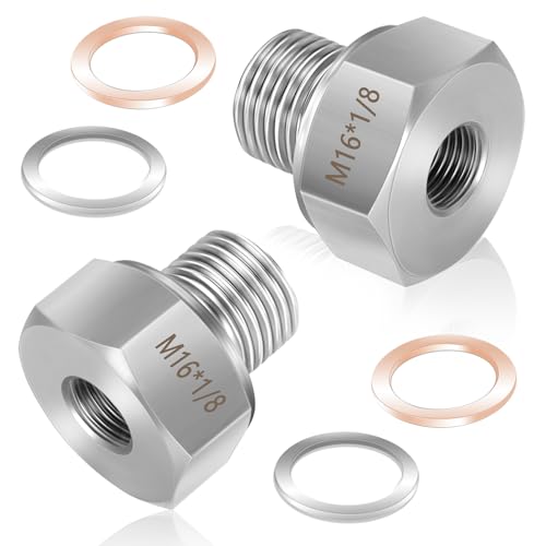 FANOVO 2pcs LS Oil Pressure Adapter 304 SS M16x1.5-1/8 NPT
