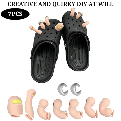 7 PCS Funny Toe Croc Charms - Realistic Shoe Decoration Charms, Unique Clog Ornaments Accessories for Crocs, Creative Accessories for Christmas & Birthday Gifts