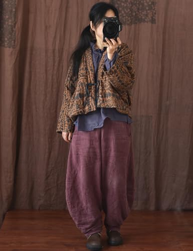 Women's Floral Short Quilted Lightweight Jacket Open Front V-Neck Shawl Collar Drop Shoulder Vintage Coat3