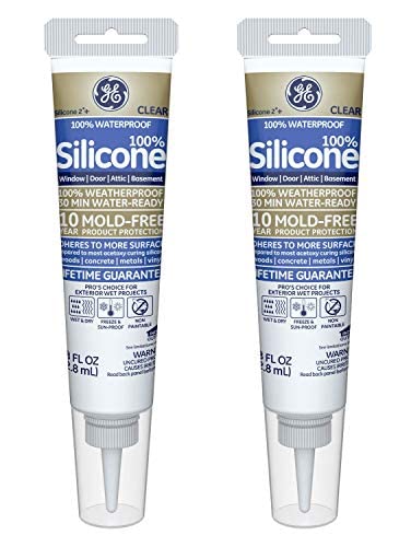 GE GE500 Silicone 2+ Window and Door Caulk 2.8 FL oz. Squeeze Clear (2-(Pack)) (1)