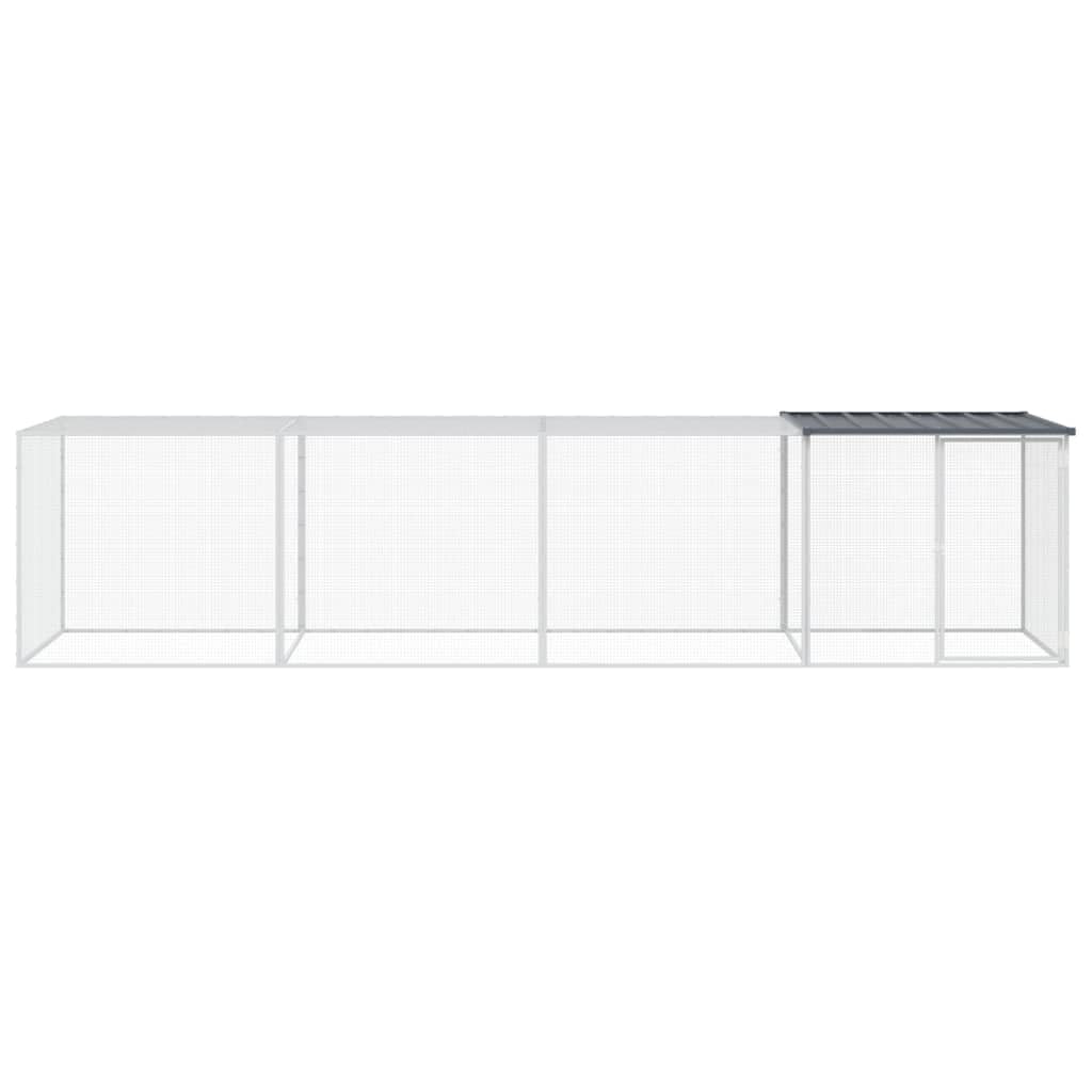 Hühnerkäfig mit Dach Anthrazit Verzinkter Stahl 403x98x90 cm mit Tür Riegel Schutz für Kleintiere und Kaninchenstall Outdoor Garten Freigehege Meerschweinchenkäfig