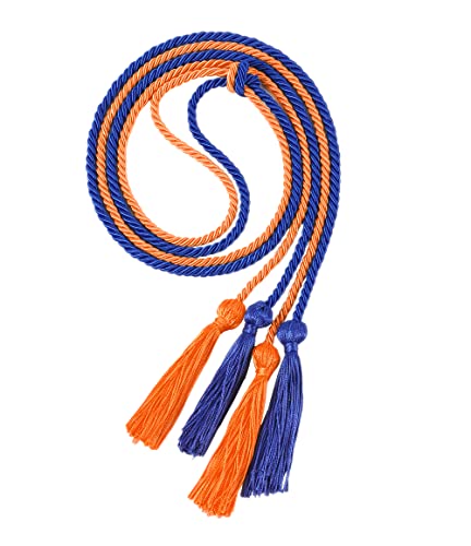 Image of Double Graduation Honor Cords - Royal Blue and Orange,68 inch Long