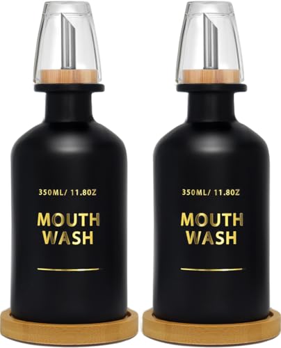 Ledanba Mouthwash Dispenser for Bathroom 11.8oz – Glass Mouthwash Bottle