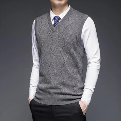 Men's Autumn and Winter Men's Solid Wool Casual Loose V-Neck Light Business Solid Color Warm Vest3