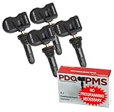 PDQ TPMS 433 MHZ Tire Pressure Sensor 4 Pack Rubber Stem for Chevy GMC Cadillac Buick Pontiac Direct Replacment for OE Part # 13516165 ｜ 13598773 ｜ 19355193