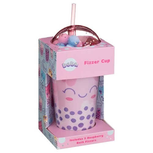 Image of Boba Fizzer Cup Bath Fizzers – 5 Piece Gift Set (Raspberry Scent) | Fun & Fragrant Bath Bombs for Kids & Adults | Great Stocking Filler or Pamper Gift