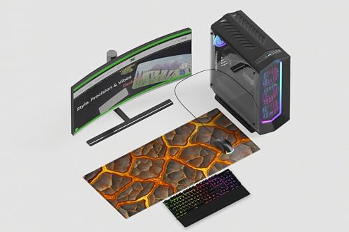 Image of Lava Floor Premium Desk Mat | Anti-Skid | Anti-Slip | 80 x 30 cm | Laptop Mat for Work from Home /Office /Gaming- Extended Mouse pad and Keyboard Desk mat