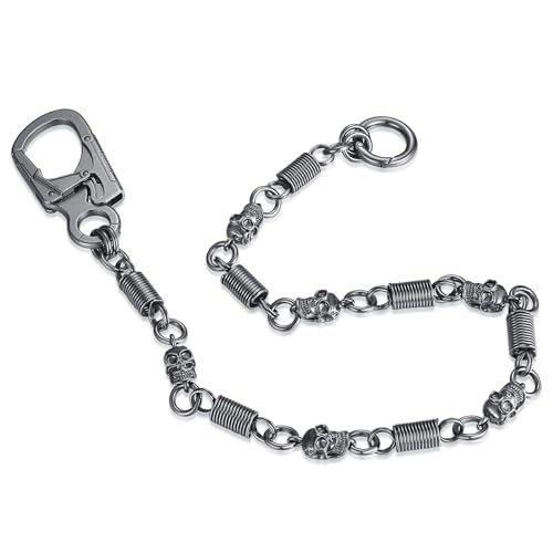 Ahiller Skull Wallet Chain Men, Punk Goth Biker Jean Pants Chain-A/Gunmetal