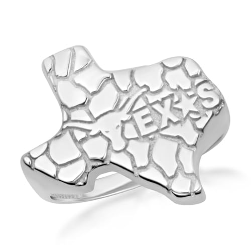 .925 Sterling Silver Texas Lone Star State Longhorn Nugget Ring - Size 13-1/4