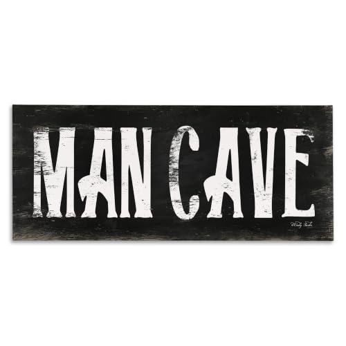 Man Cave Black and White Sign, 13 x 30 Inch Canvas Wall Art